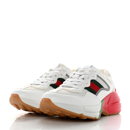 Gucci Lavaredo Eco Fabric Mesh Web Womens Rhyton Reflective Sneakers 37 Great White Green Red Silver 3 of 8
