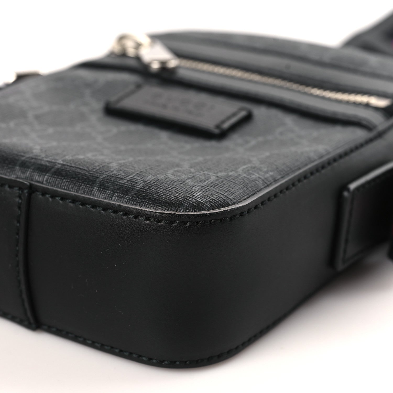 Gucci GG Supreme Monogram Appia Calfskin Web Small Camera Messenger Bag Black Grey 10 of 10