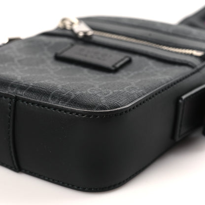 Gucci GG Supreme Monogram Appia Calfskin Web Small Camera Messenger Bag Black Grey 10 of 10