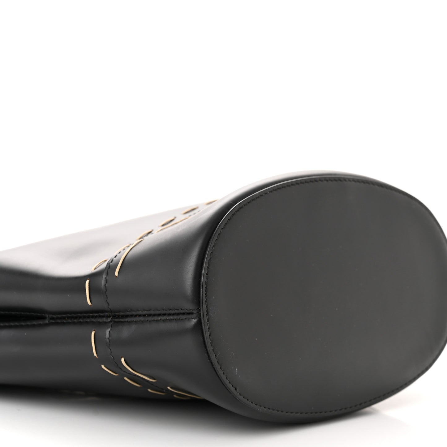 Calfskin Pickstitch Mini Top Handle Bucket Bag Black