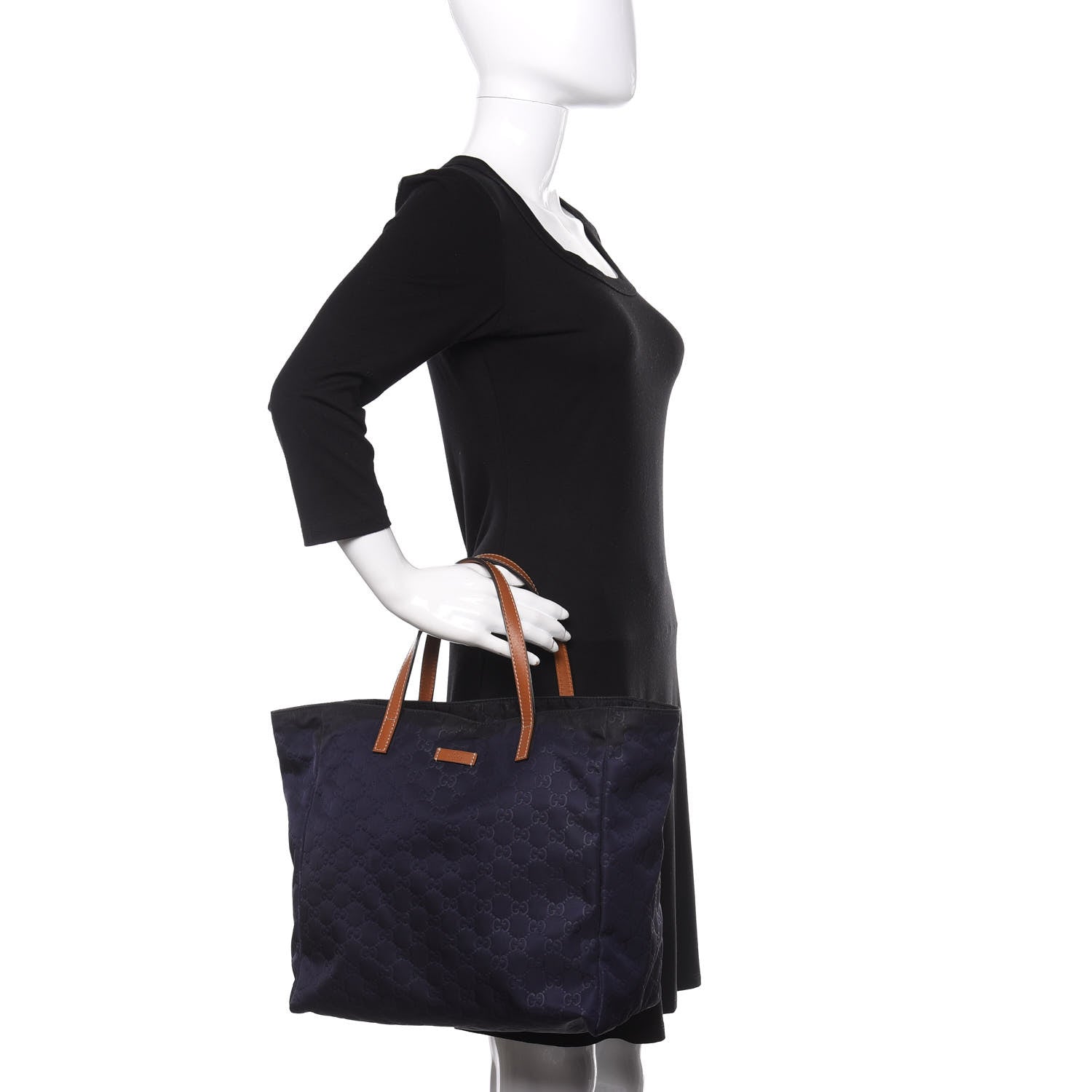 Gucci Nylon Guccissima Medium Tote Navy 2 of 12