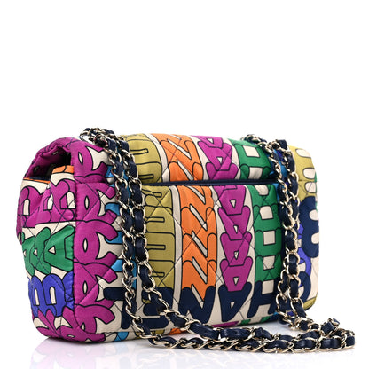 Chanel Printed Fabric Quilted Logo Single Flap Bag Multicolor 3 of 11
