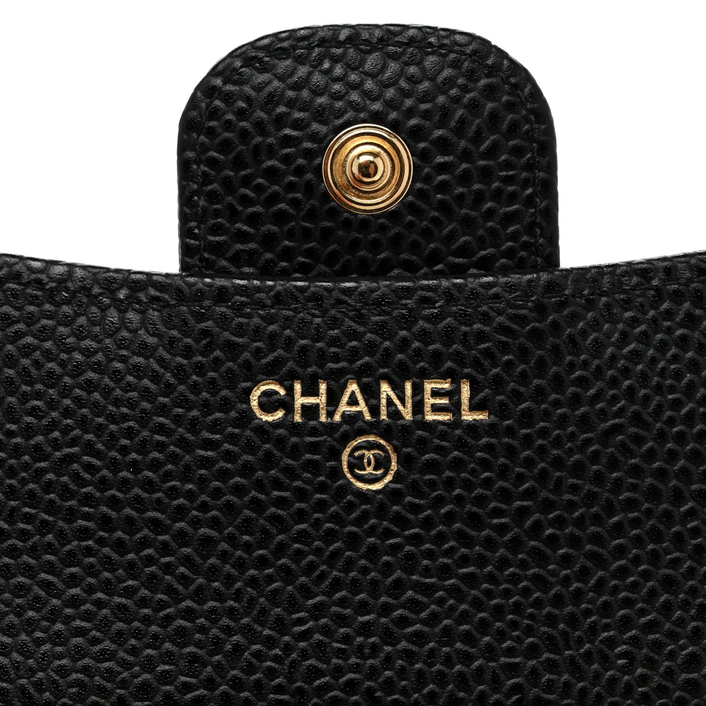 Caviar Quilted Compact Flap Wallet Black