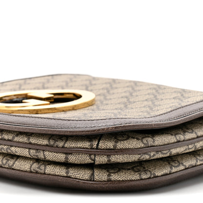 Gucci GG Supreme Monogram Textured Dollar Calfskin Web Medium Blondie Top Handle Shoulder Flap Bag Beige Ebony New Acero 10 of 13