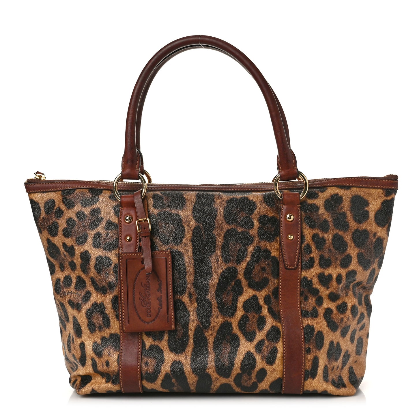 Coated Canvas Leopard Print Tote