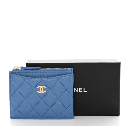Chanel Caviar Quilted CC Zip Card Holder Blue 9 of 9