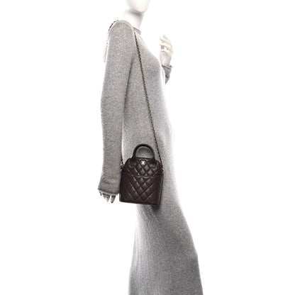 Chanel Caviar Quilted Top Handle Clutch With Chain Dark Brown 2 of 11