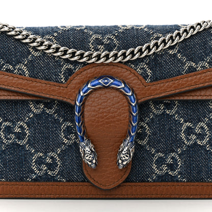 Gucci New Denim GG Monogram Dollar Calfskin Enamel Super Mini Dionysus Shoulder Bag Blue Tea Cuir Epilog Electric Blue 7 of 11