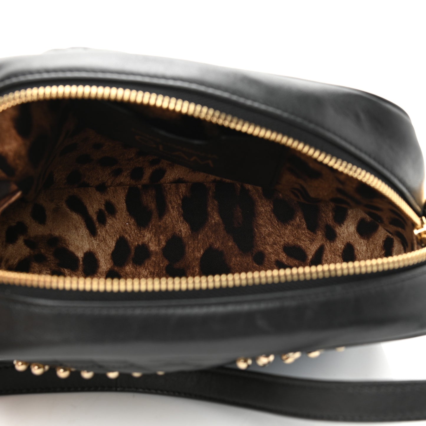 Lambskin Quilted Applique Camera Bag Black