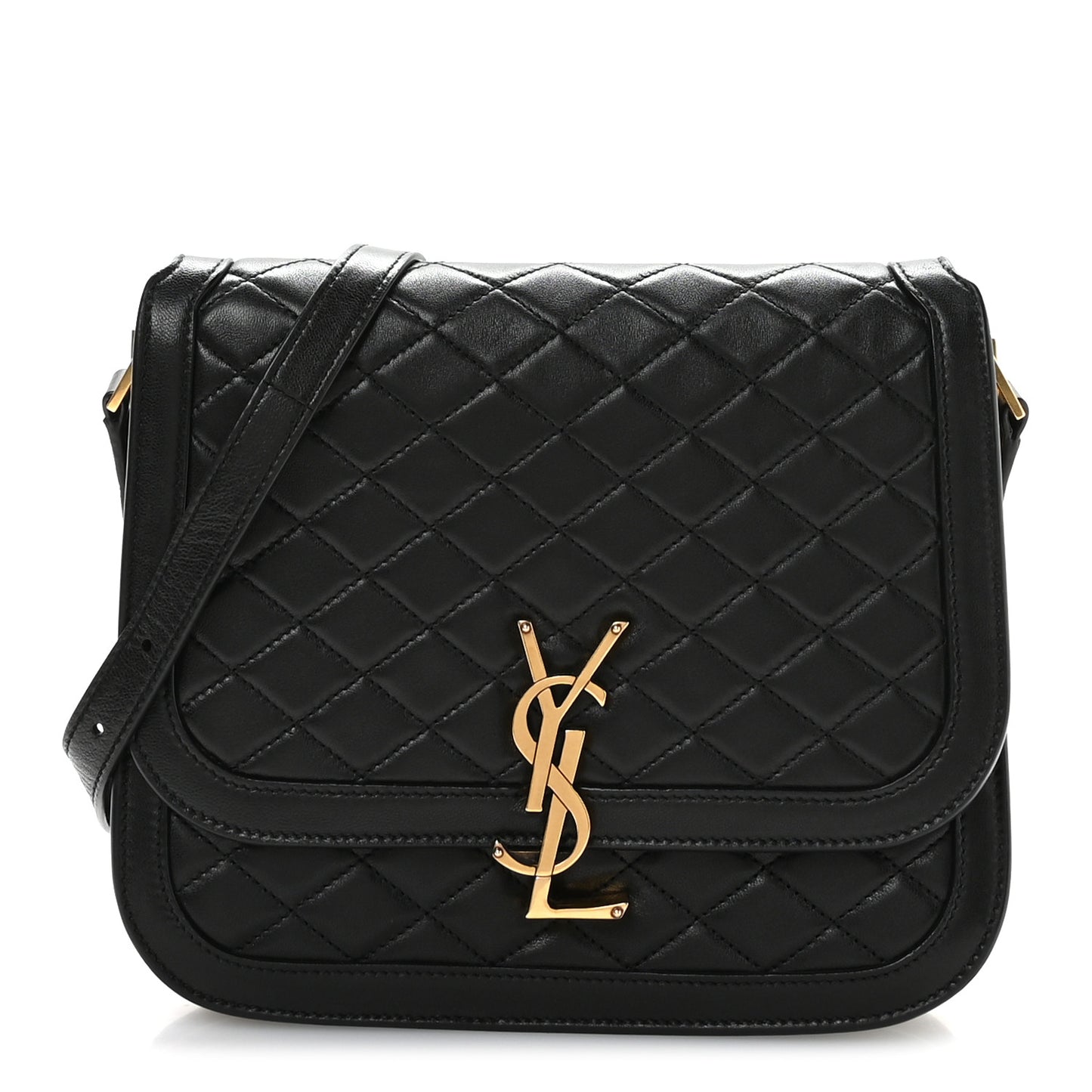 Lambskin Quilted Monogram Medium Solferino Satchel Black