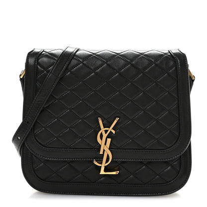 Saint Laurent Lambskin Quilted Monogram Medium Solferino Satchel Black 1 of 12