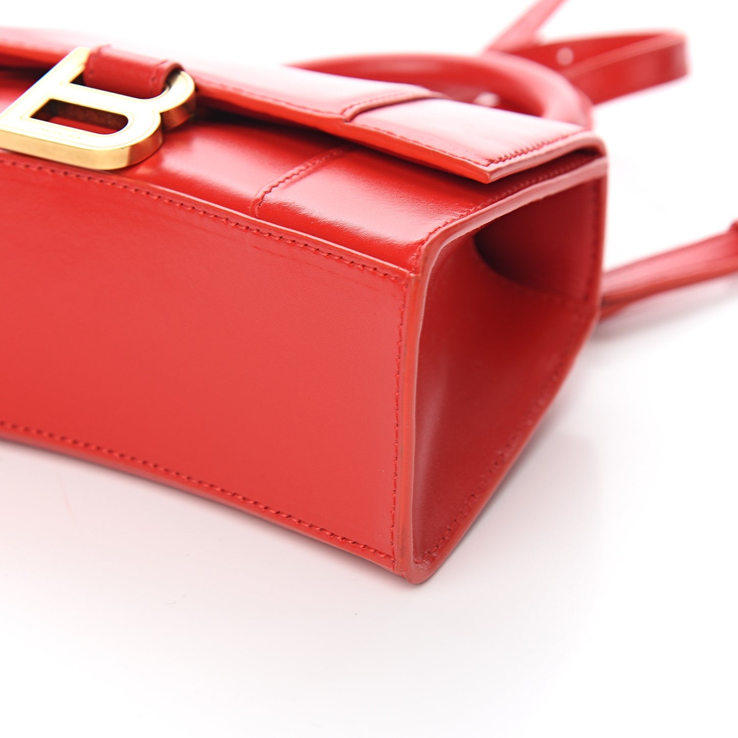 Shiny Box Calfskin Hourglass Top Handle Bag XS Bright Red