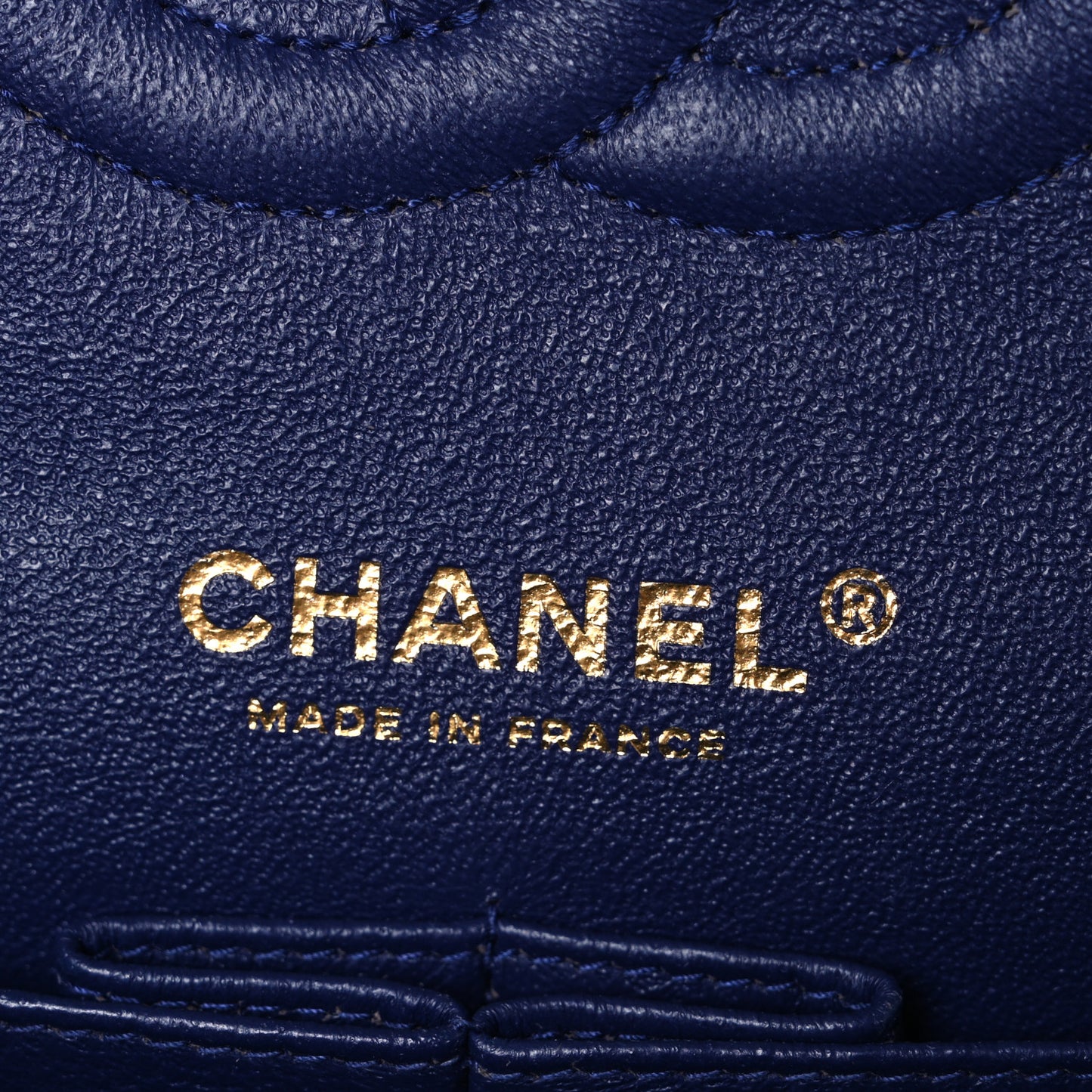 Lambskin Chevron Quilted Medium Double Flap Blue