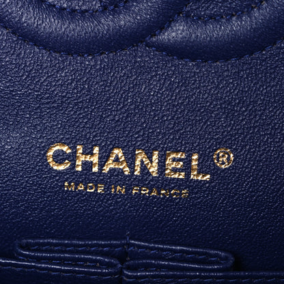 Chanel Lambskin Chevron Quilted Medium Double Flap Blue 5 of 9