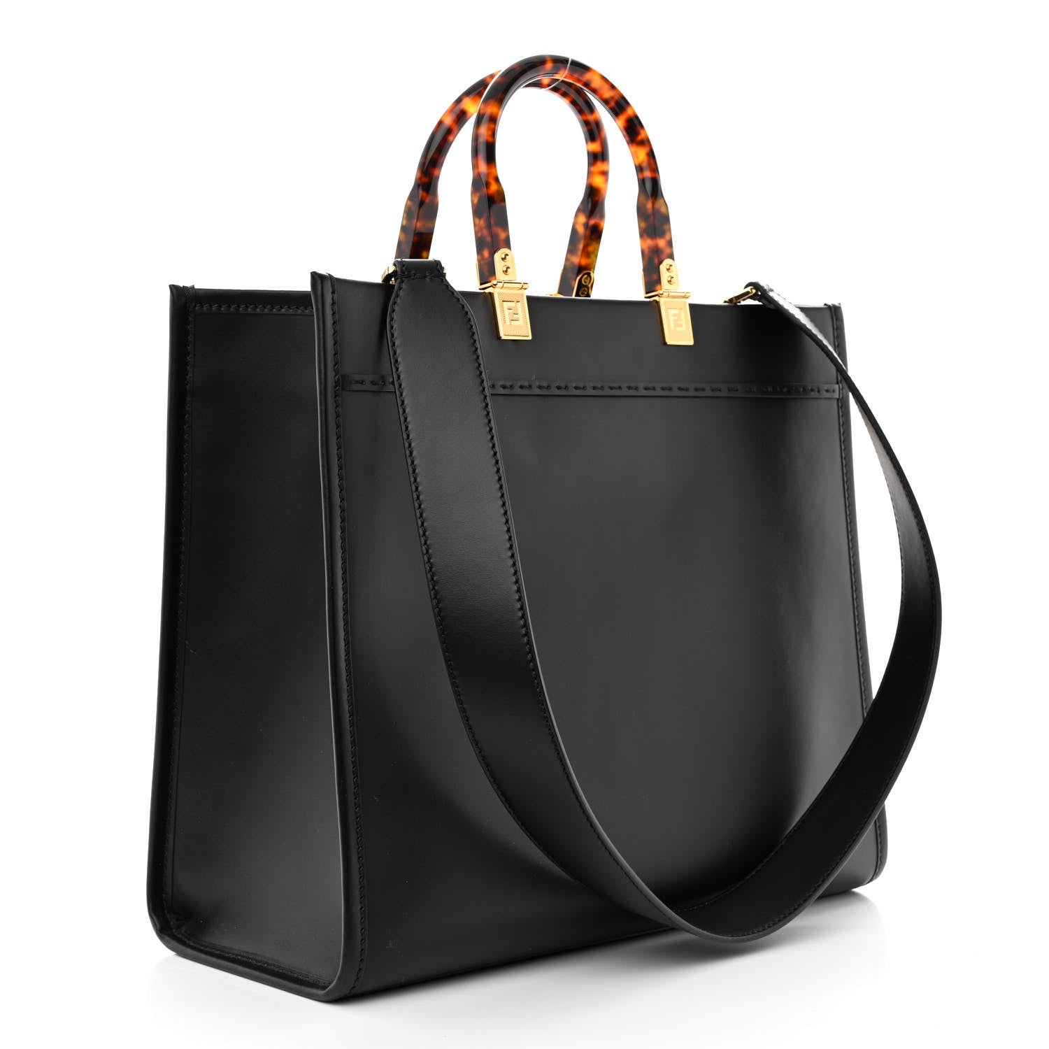 Fendi Vitello King Plexiglass Medium Fendi Sunshine Shopper Tote Black 3 of 11