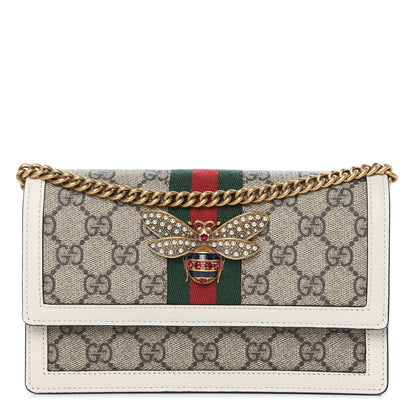 Gucci GG Supreme Monogram Web Queen Margaret Chain Wallet White 1 of 9