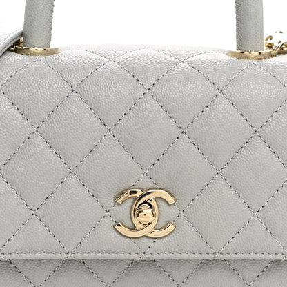 Chanel Caviar Quilted Mini Coco Handle Flap Light Grey 7 of 9