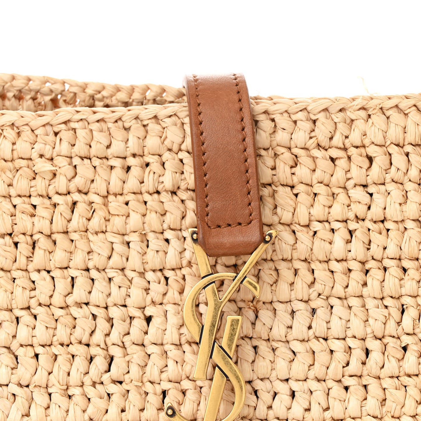 Raffia Calfskin Panier Rectangle Tote Naturel Brick