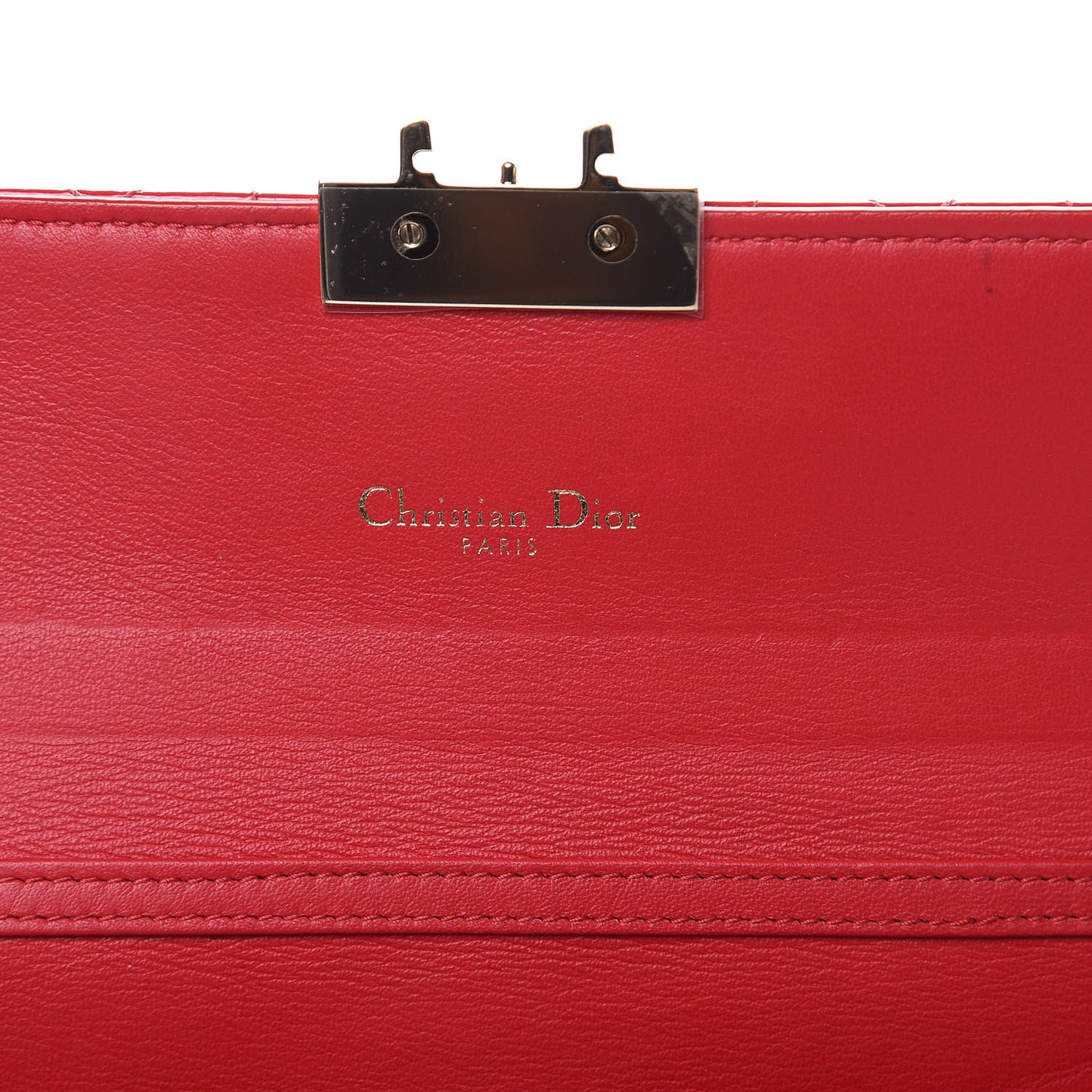 Patent Cannage Miss Dior Chain Wallet Red