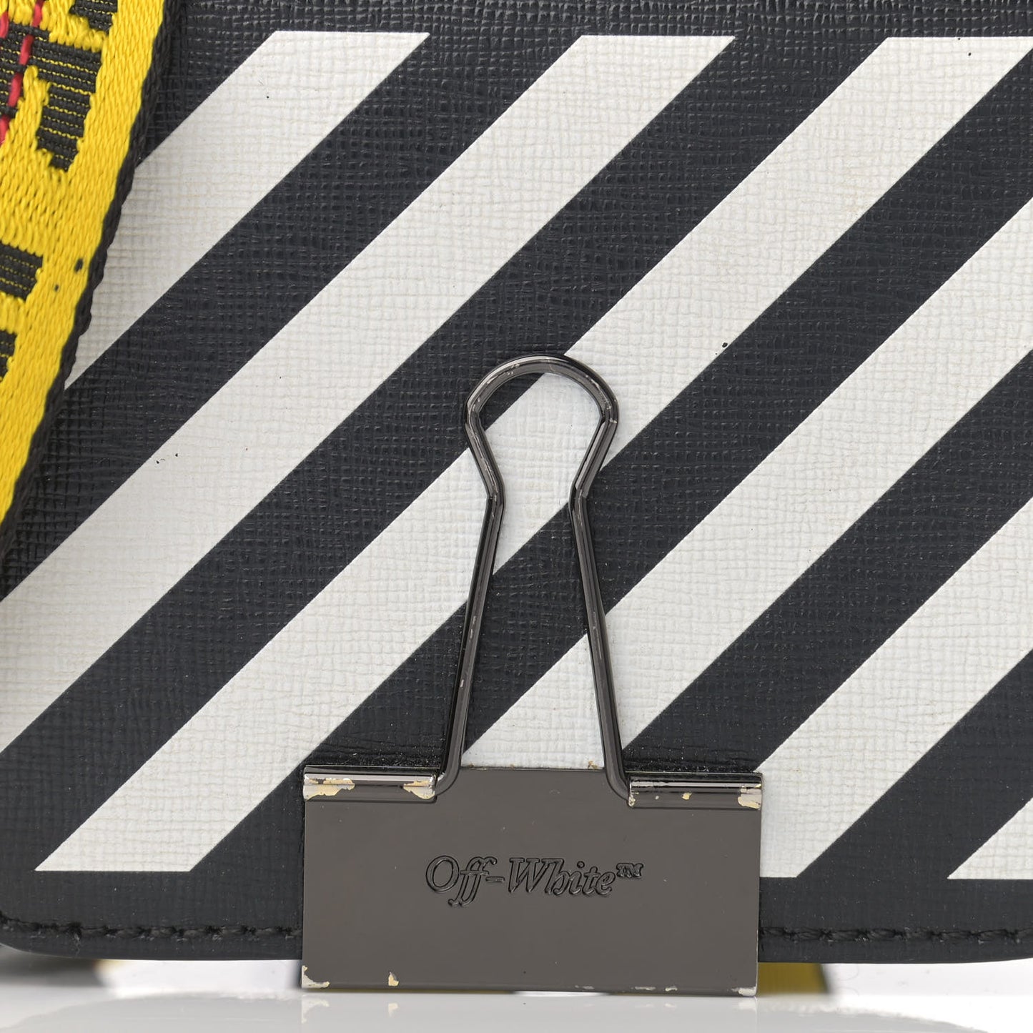 Saffiano Striped Baby Flap Black White