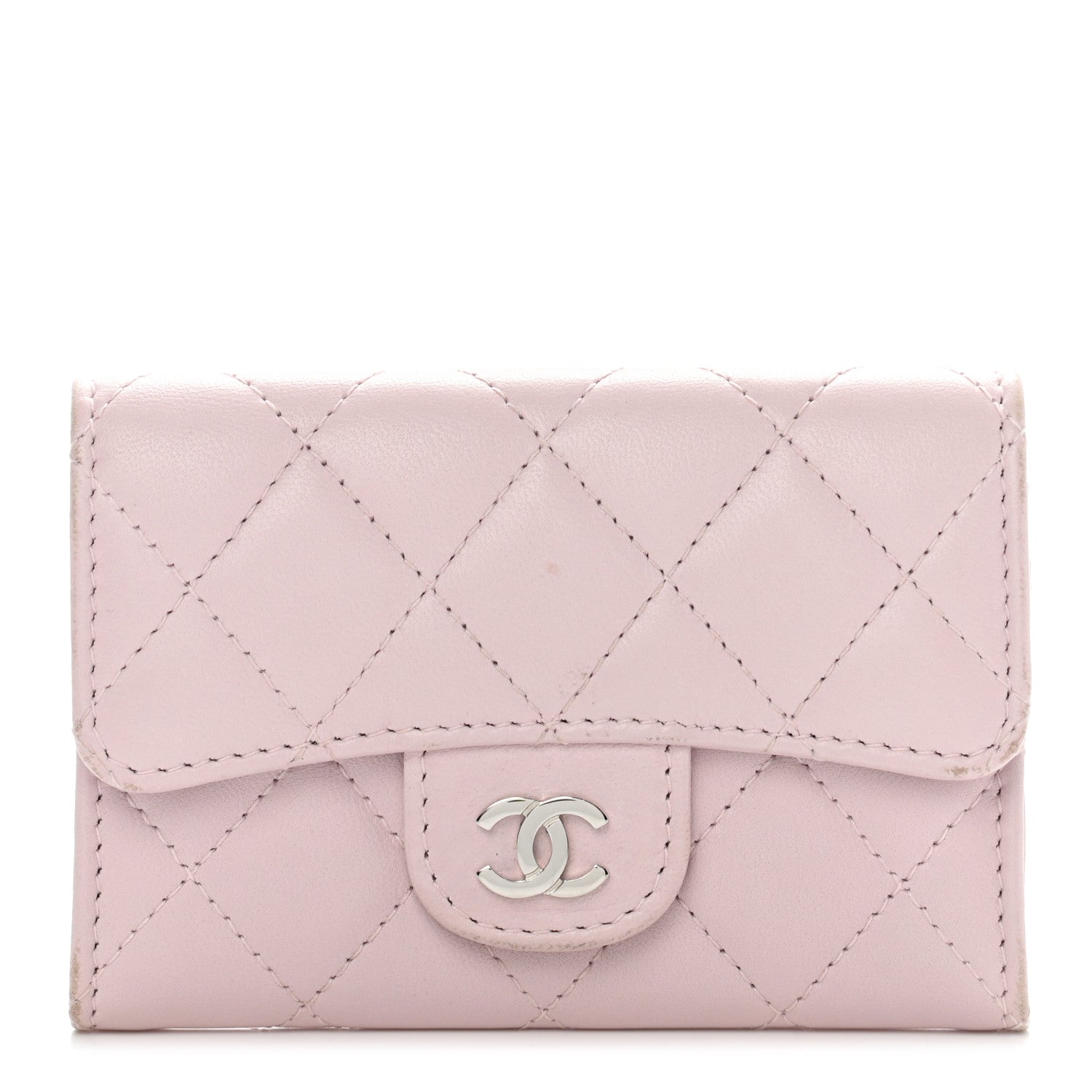 Chanel Lambskin Quilted Flap Card Holder Pink 1 of 13