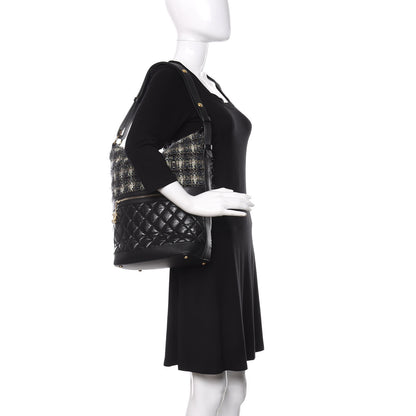 Chanel Tweed Aged Calfskin Quilted Casual Style Hobo Black 2 of 10