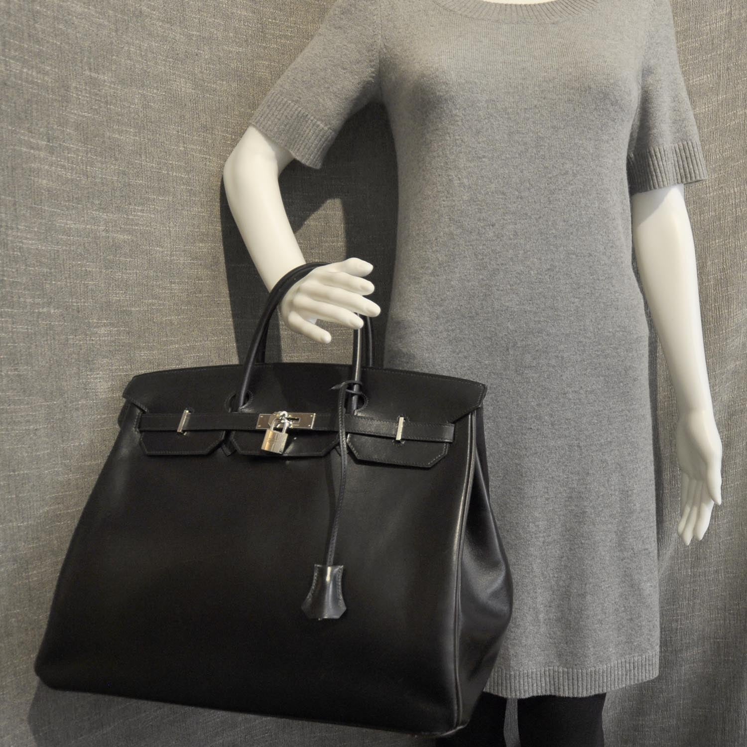 Hermes Box Calfskin Birkin 40 Black SHW 3 of 12