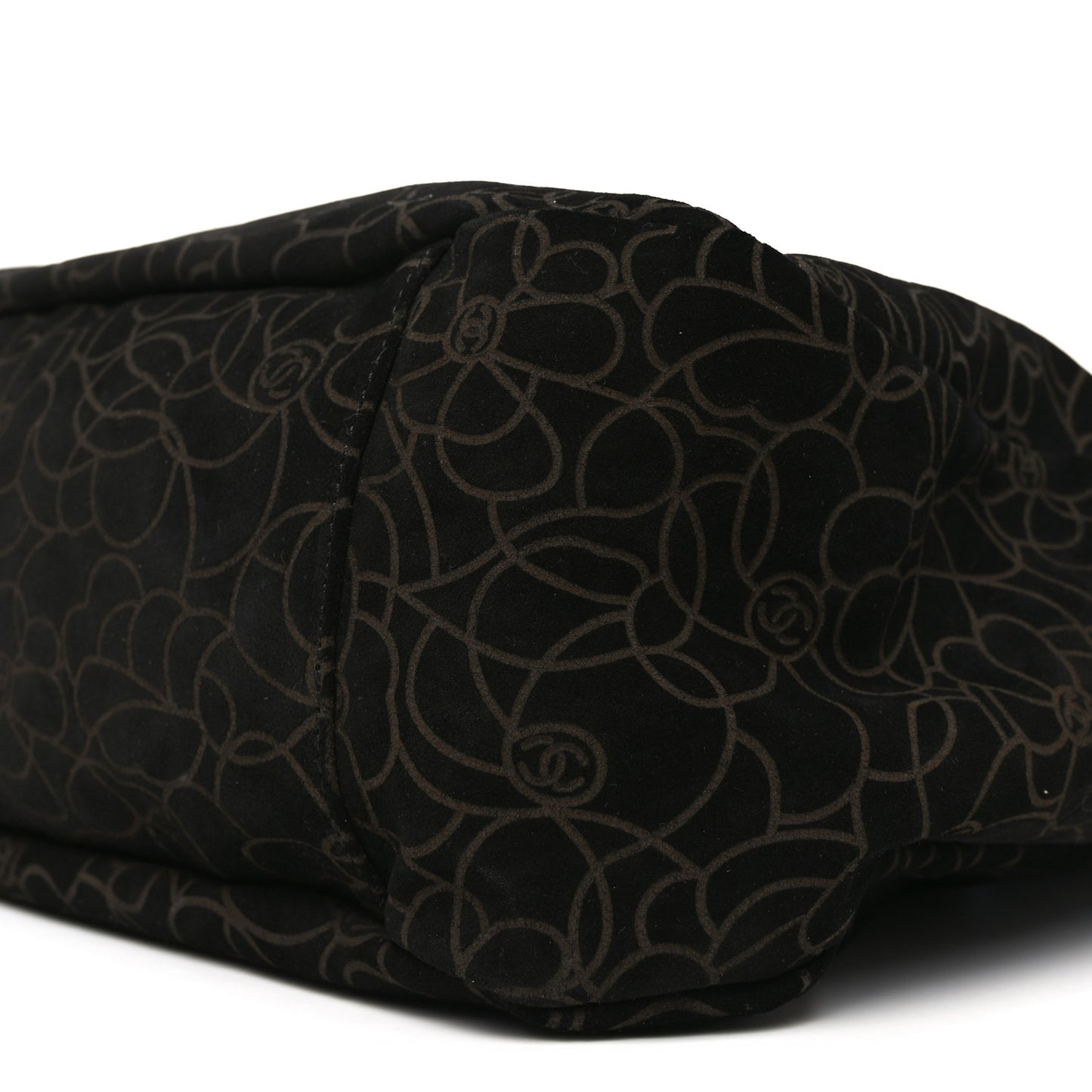 Suede Camellia Hobo Bag Black
