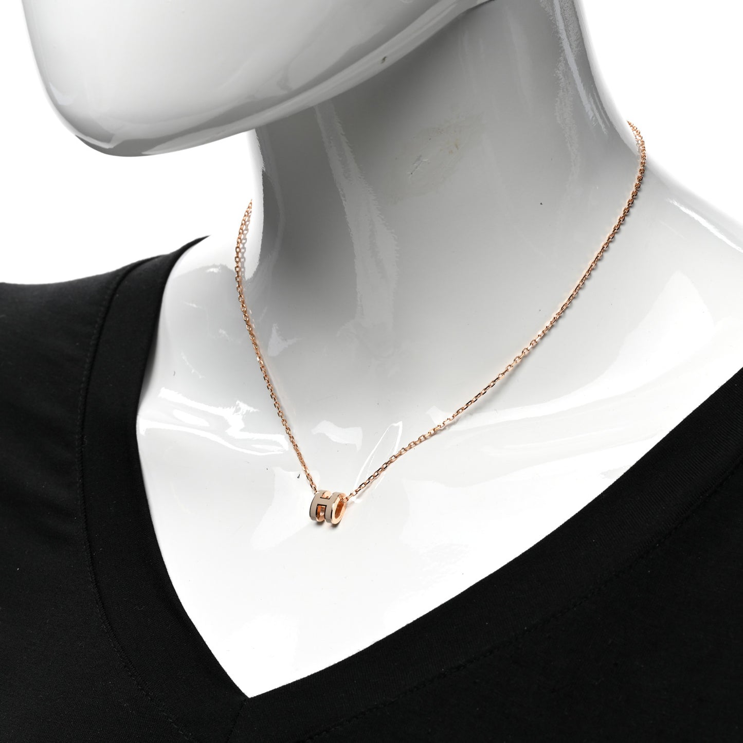 Lacquered Rose Gold Mini Pop H Pendant Necklace Marron Glace