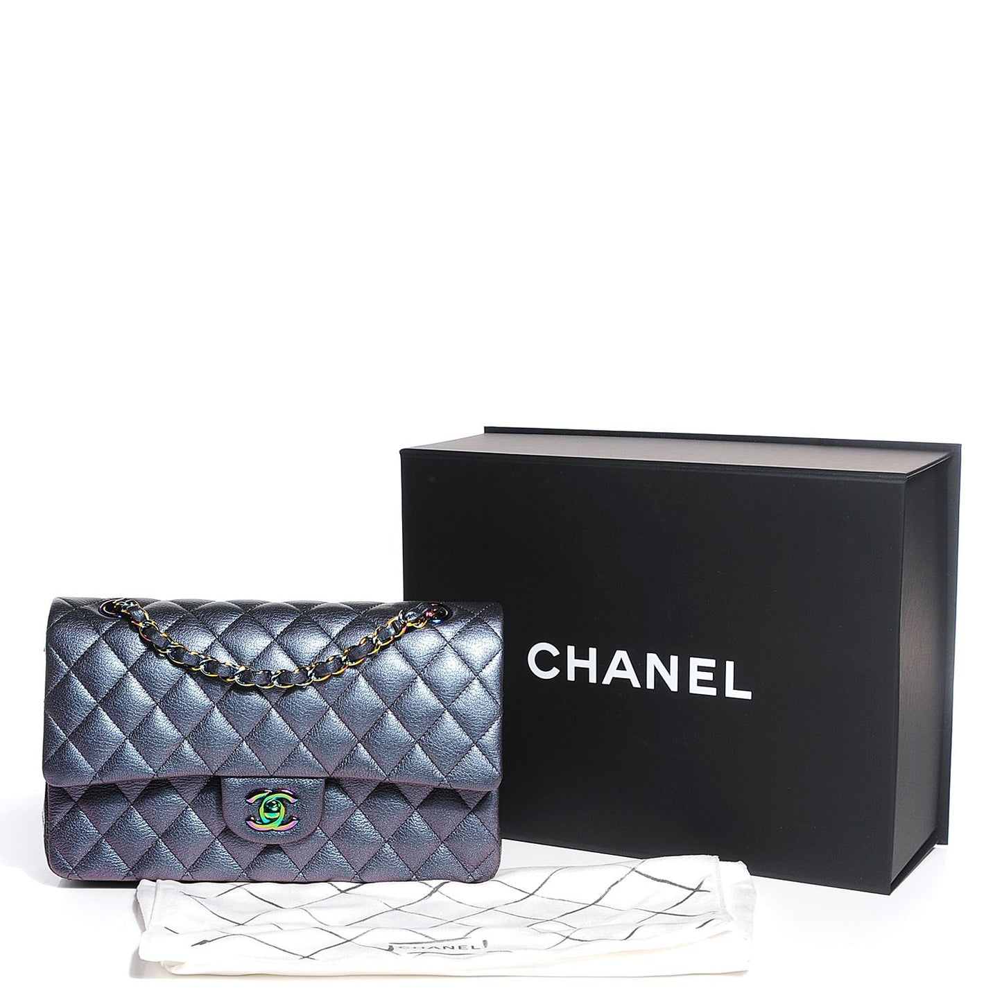 Iridescent Goatskin Quilted Medium Flap Purple