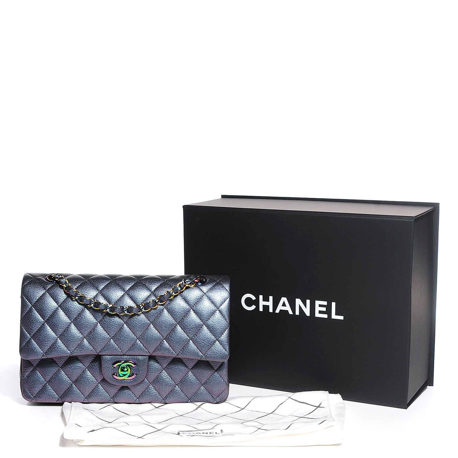 Chanel Iridescent Goatskin Quilted Medium Flap Purple 9 of 9