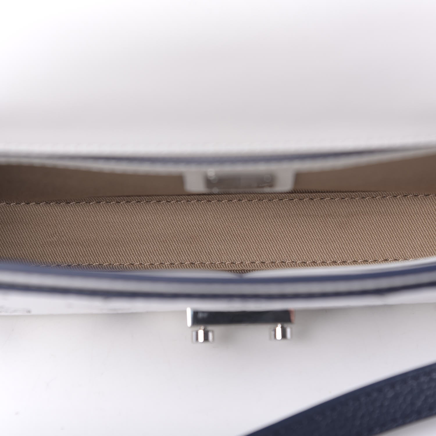 MCM Calfskin Visetos Monogram Millie Color Block Crossbody Bag White Mood Indigo 6 of 10
