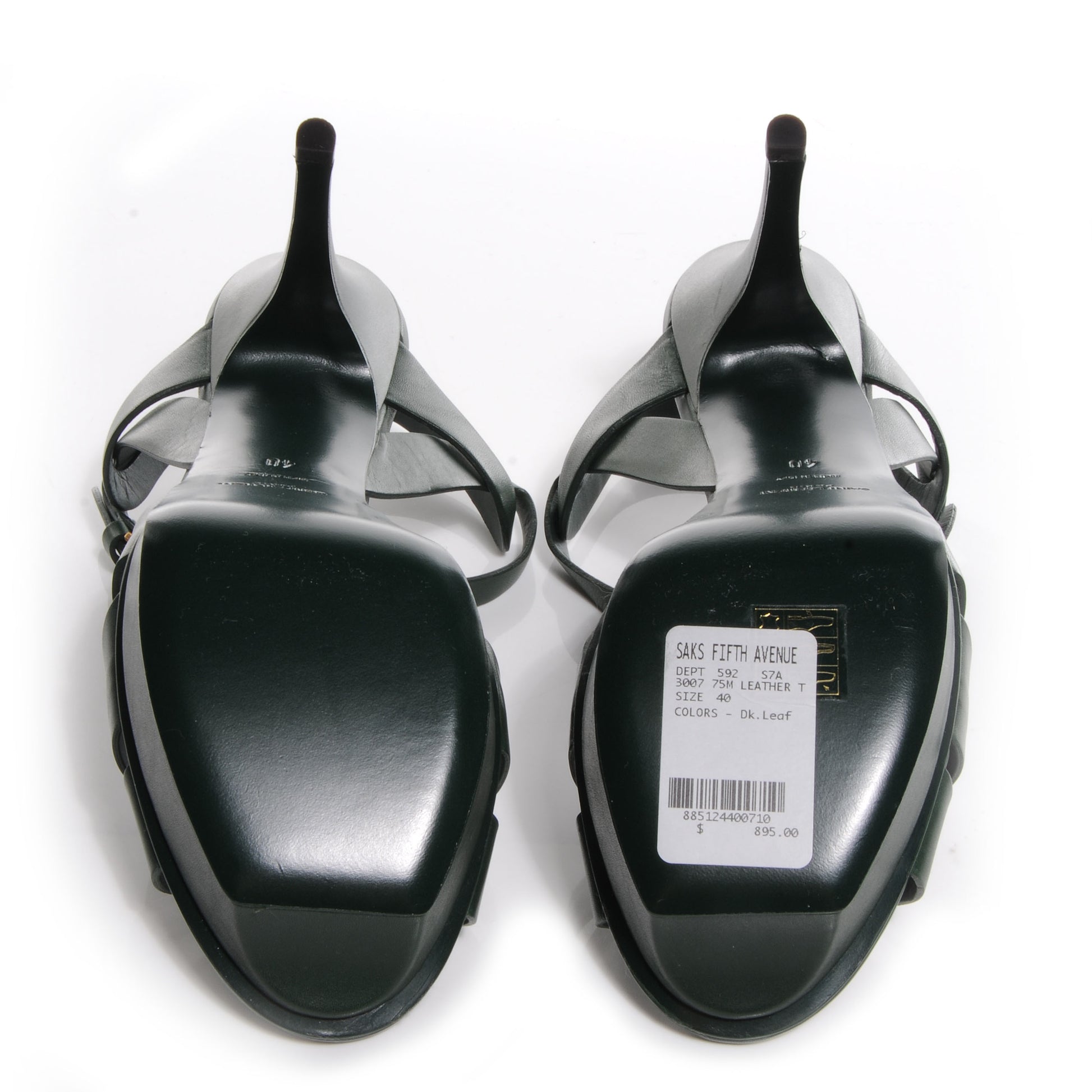 Saint Laurent Calfskin Tribute 75 Platform Sandals Dark Leaf 40 5 of 7