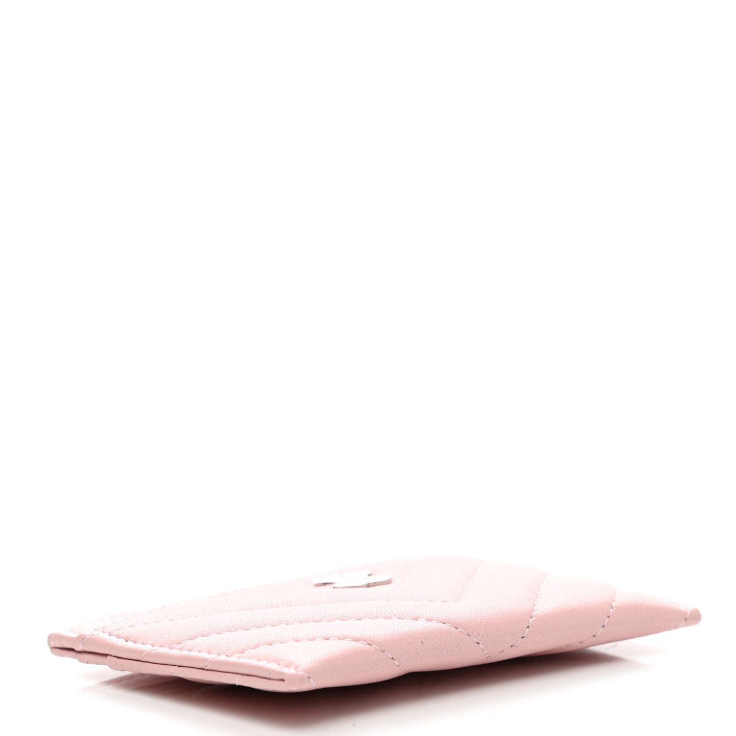 Lambskin Chevron Quilted Card Holder Light Pink