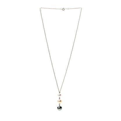 Mikimoto 18K Yellow Gold Diamond South Sea Pearls Three Pearl Drop Necklace 2 of 3