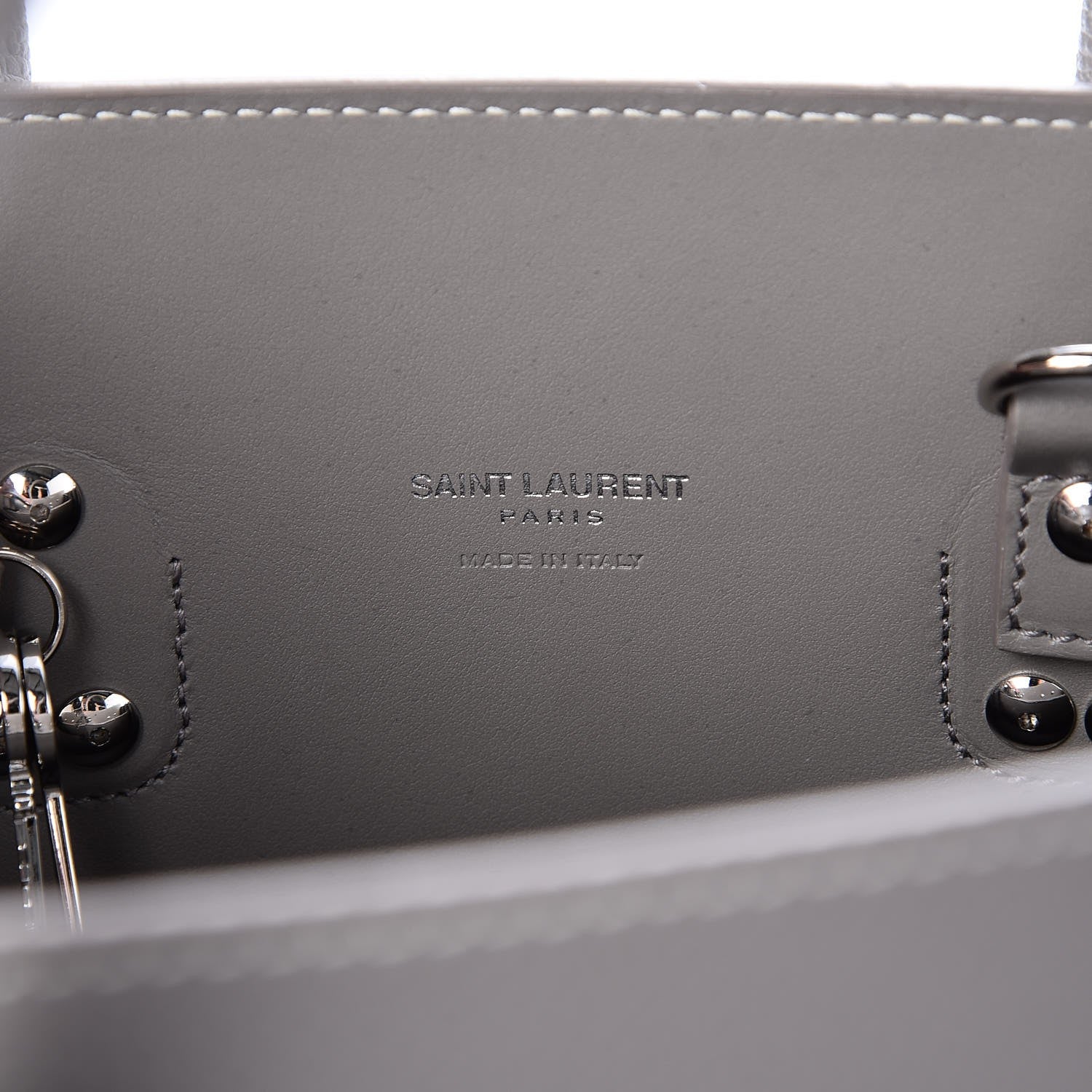 Saint Laurent Grained Calfskin Topstich Baby Sac De Jour Fog 7 of 7
