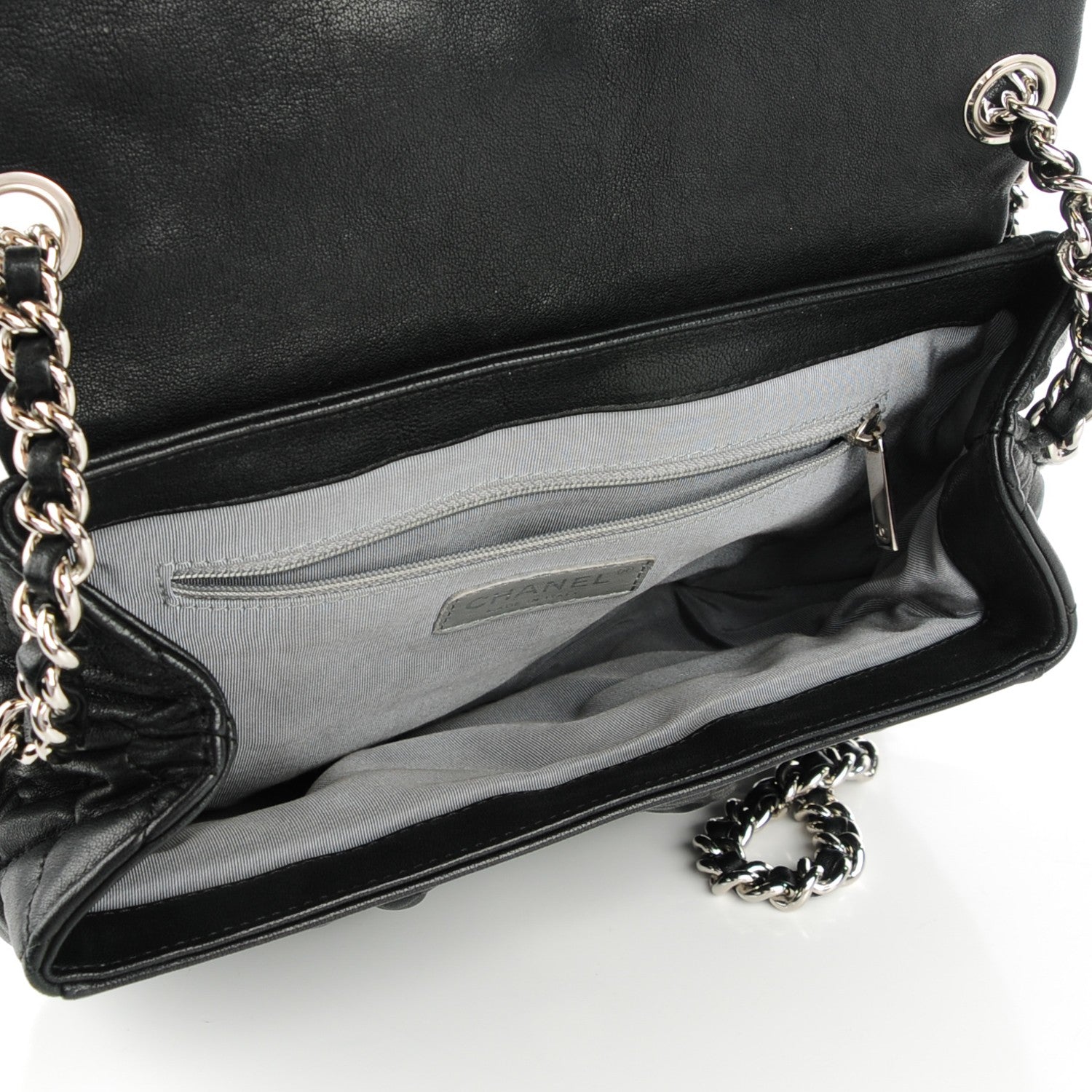 Chanel Washed Lambskin Quilted Medium Chain Around Messenger Black 5 of 7