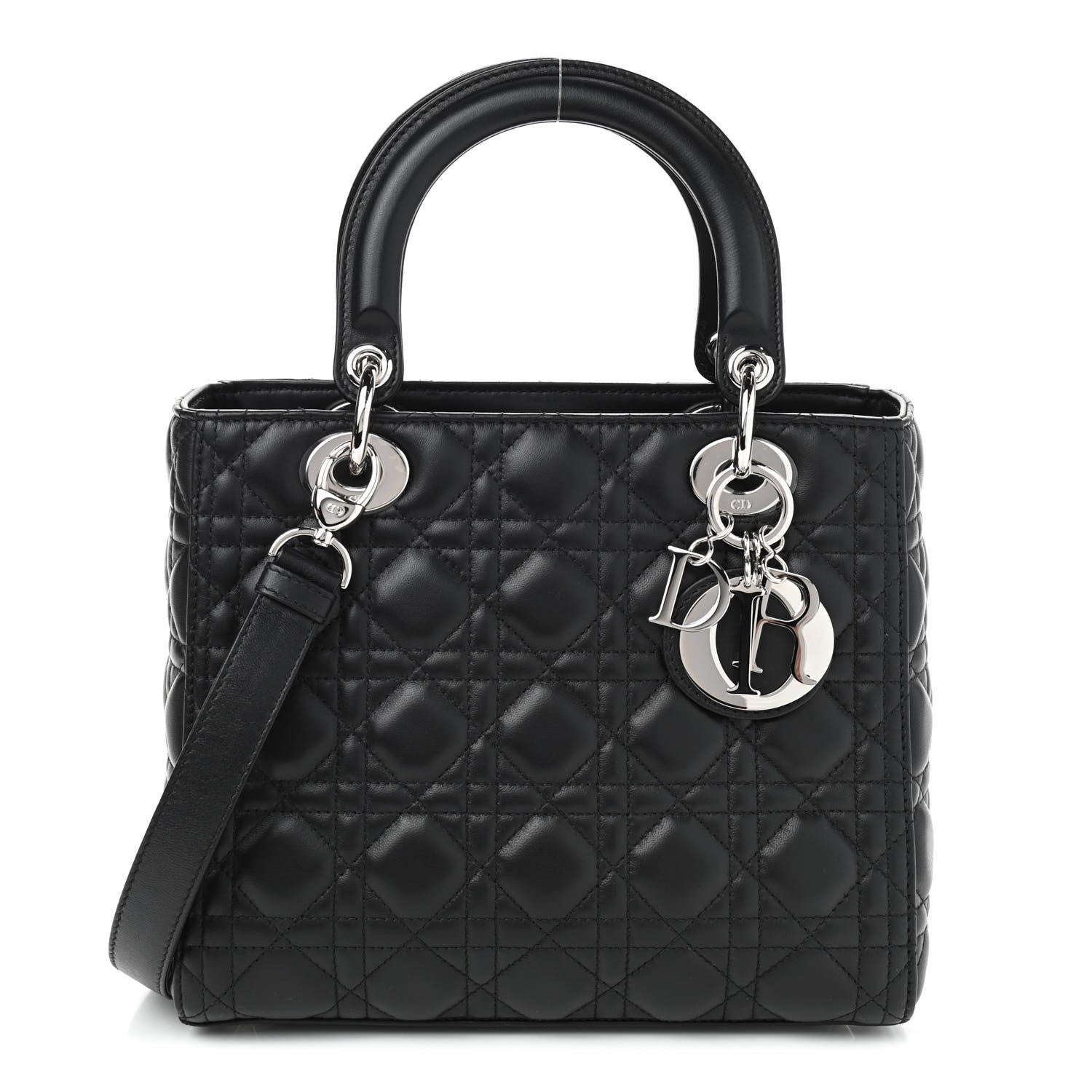 Christian Dior Lambskin Cannage Medium Lady Dior Black 1 of 9