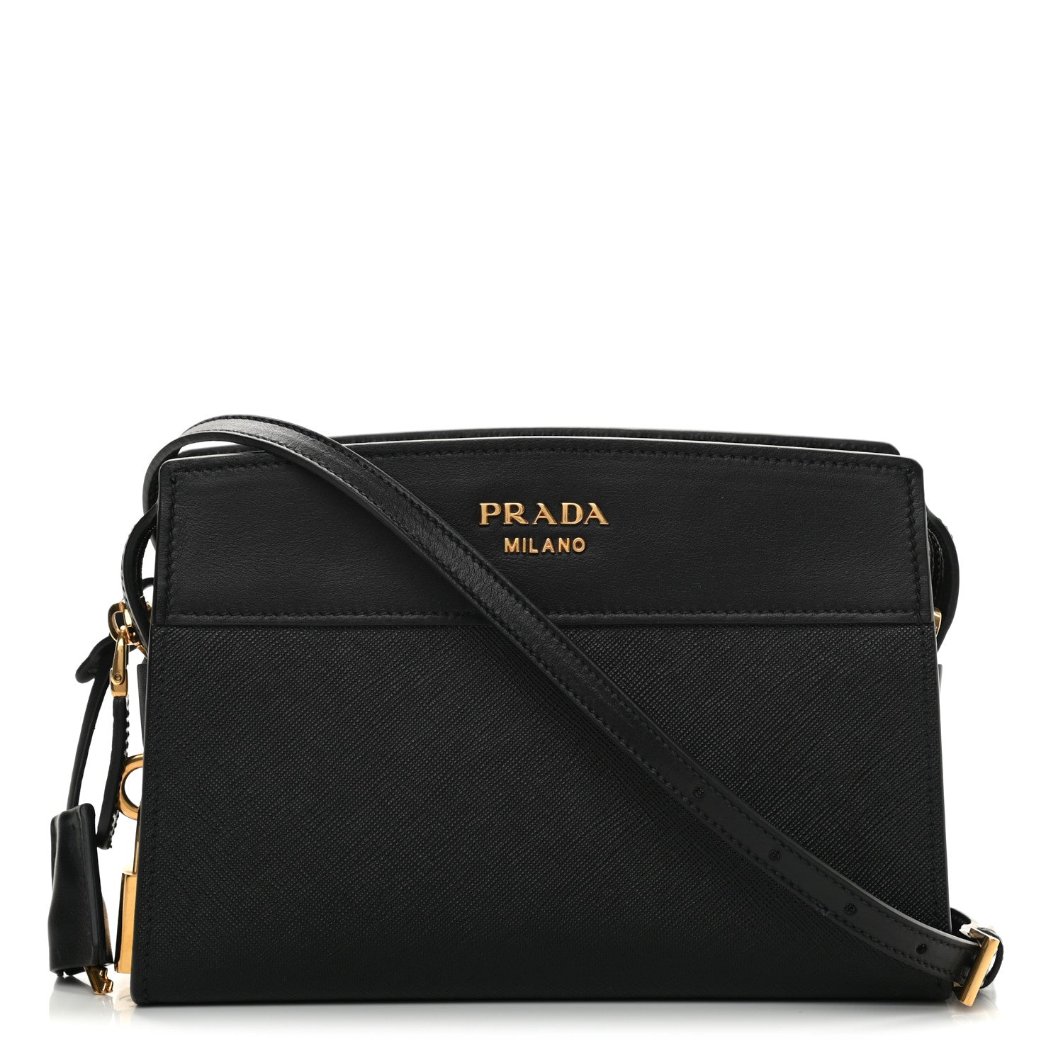 Prada Saffiano Soft Calfskin Bandoliera Bag Black 1 of 11