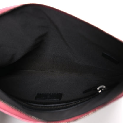 Chanel Aged Calfskin Chevron Quilted Medium Gabrielle Cosmetic Case Dark Pink Navy Charcoal 5 of 7