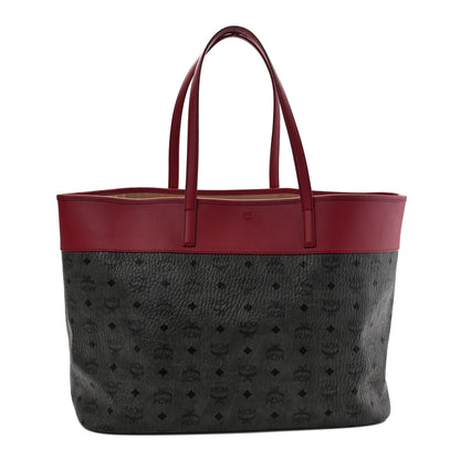 MCM Visetos Large Anya Shopper Tote Phantom Grey Red 2 of 8