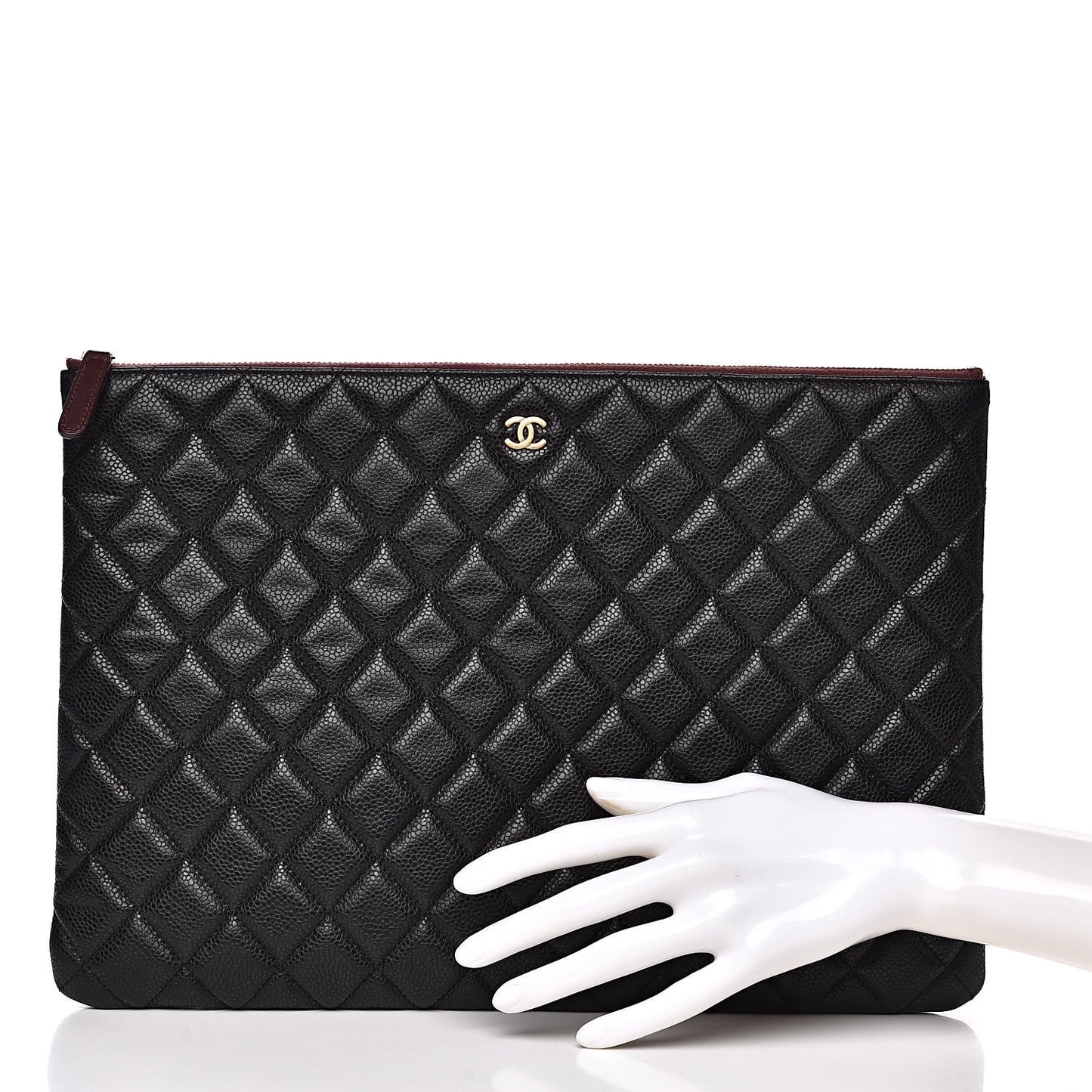 Caviar Quilted Large Cosmetic Case Black