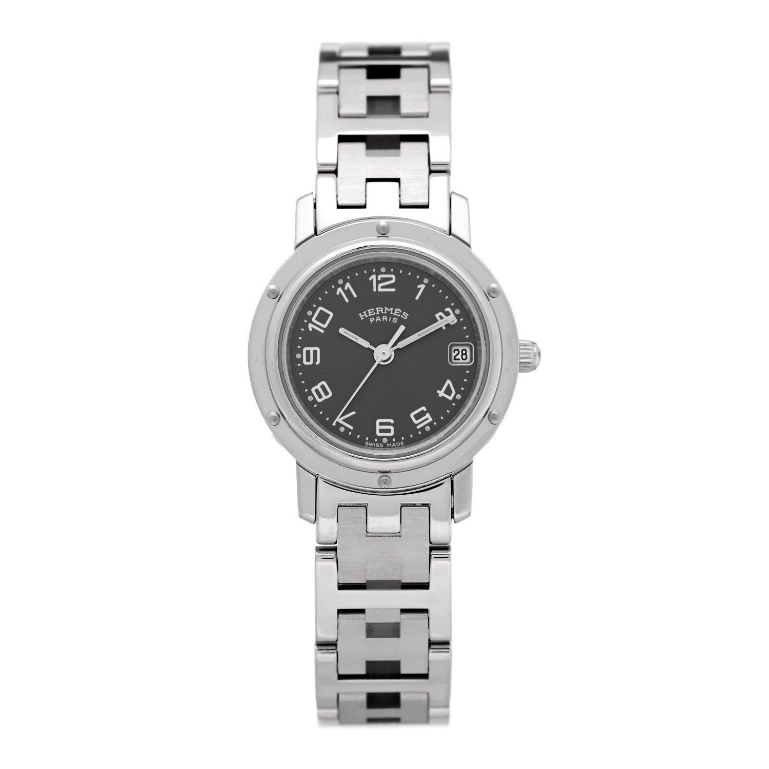 Hermes Stainless Steel 24mm Clipper Quartz Watch Grey 1 of 4