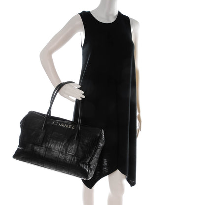 Chanel Lambskin Square Stitched Lax Shopping Tote Black 2 of 9
