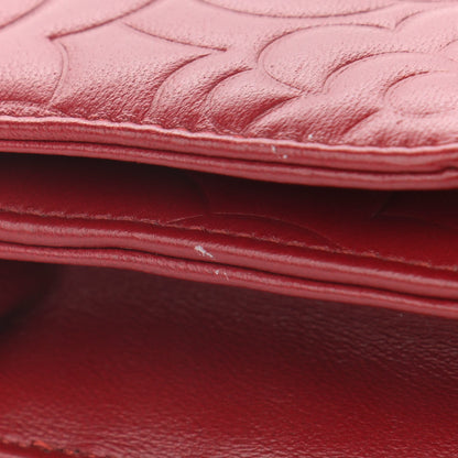 Chanel Lambskin Camellia Embossed Wallet On Chain WOC Red 12 of 14