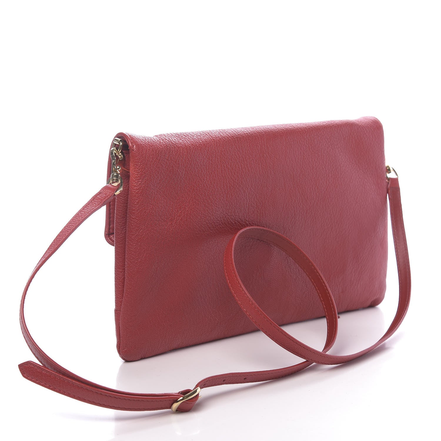 Balenciaga Chevre Gold Metallic Edge Hardware Envelope Clutch Rouge Grenade 3 of 10