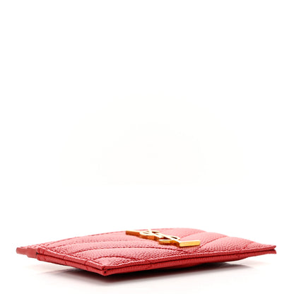 Saint Laurent Grain De Poudre Matelasse Chevron Monogram Credit Card Case New Red 4 of 7