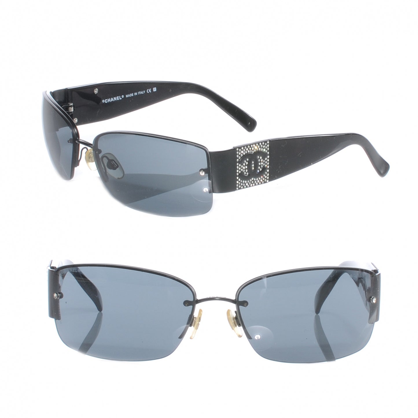 Crystal CC Logo Sunglasses 4117 B Black