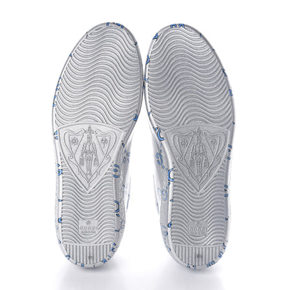 Gucci Miro Rubber Wax GucciGhost Print Mens New Ace Sneakers 8.5 Silver 5 of 10
