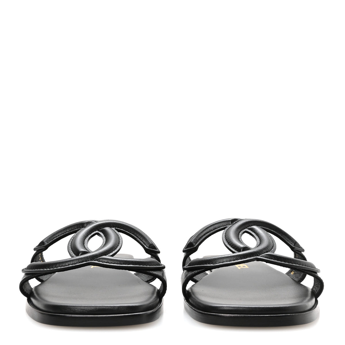Chanel Lambskin CC Cut Out Mules Sandals 36 Black 3 of 9
